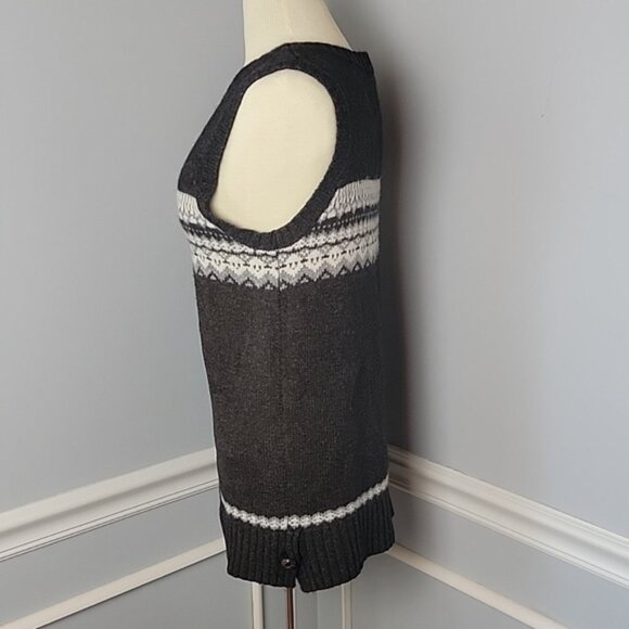 BANANA REPUBLIC Brown Fair Isle Wool Cashmere Blend Scoop Neck Sweater Vest L - Picture 2 of 6
